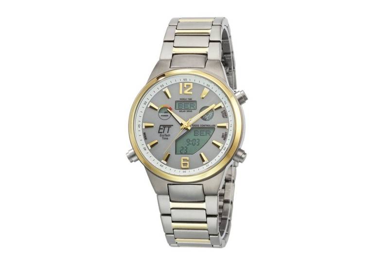 ETT Funkuhr Herrenuhr EGT-11381-21M, Funk, Solar, World Timer, mit Weltzeitanzeige von ETT
