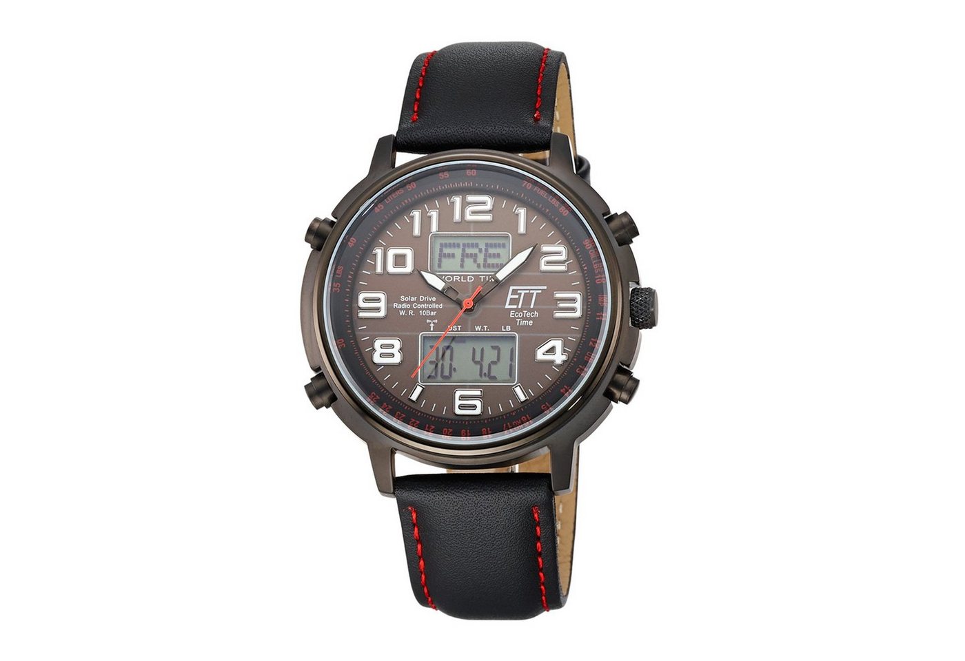 ETT Funkuhr Eco Tech Time Solar Drive Funk Hunter II Herrenuhr - EGS-11452-22L von ETT