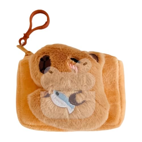 ETUCYNG Capybara Münzgeldbörse Schlüsselanhänger | Capybara Plüsch Tier Casual Tasche - Stilvolle Tier Kleine Münztasche Capybara Plüsch Casual Tasche Handtasche Münztasche Schlüsselanhänger, aprikose von ETUCYNG