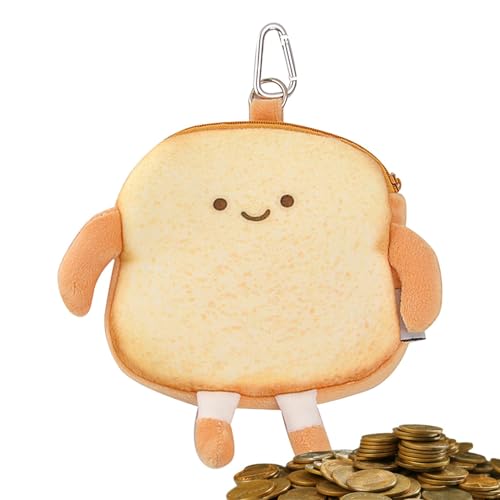 ETUCYNG Toast-Münzgeldbörse – Toast-Kleingeldhalter mit Reißverschluss – Plüsch-Münzfach, kleines Geldbeutel, niedlicher Taschenanhänger für Erwachsene und Kinder, Happy Toast, Refer to description von ETUCYNG