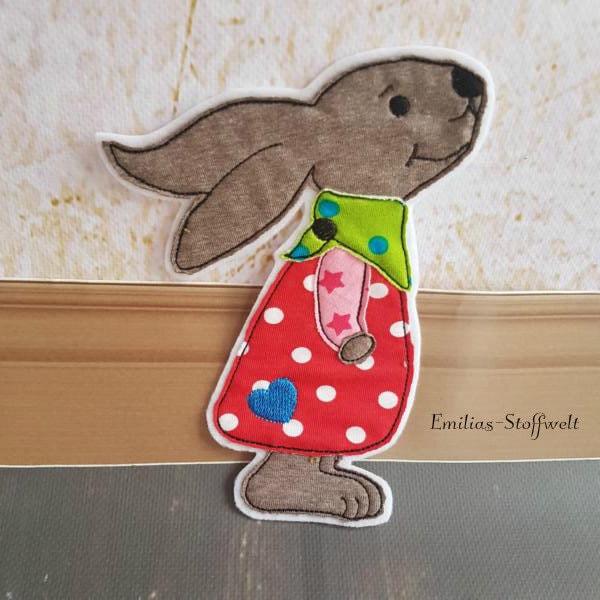 Hase Pauline Applikation Aufnäher Rot Gepunktet von ETeast2011