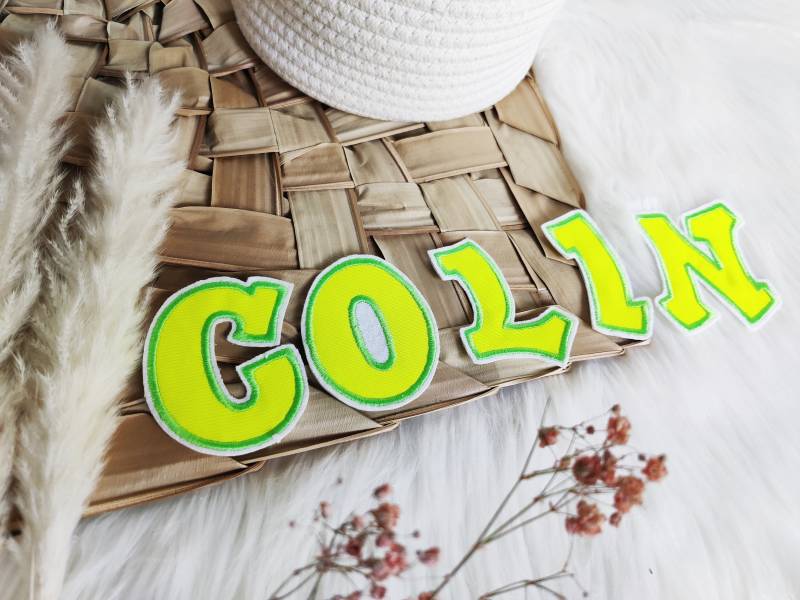 Name Neon Buchstaben 8-8, 5cm Hoch Applikationen Schwarz Umrandet Oder Farbwahl von ETeast2011