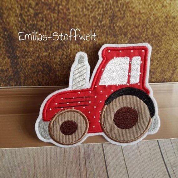 Traktor Trecker Applikation Gepunktet Rot Braun von ETeast2011