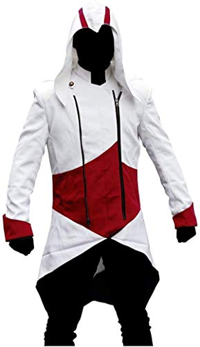 Connor Kenway Kostüm Assassins Creed 3 Hoodie Jeansjacke Gr. M, rot / weiß von EU Fashions