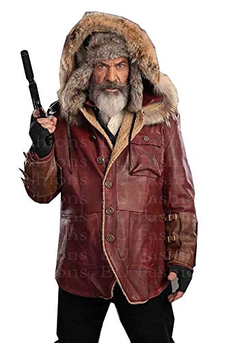 EU Fashions Mel Gibson Fatman Chris Cringle Red Parka Winter Echtleder Jacke mit Kapuze für Herren Gr. XXXL, Rot – Echtleder Jacke für Herren von EU Fashions