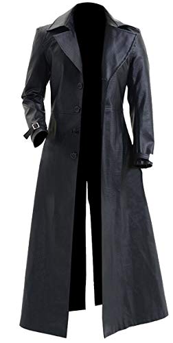 EU Fashions Resident Evil 5 Albert Wesker Trenchcoat, Kunstleder, Schwarz, Schwarz - Kunstledermantel, S von EU Fashions