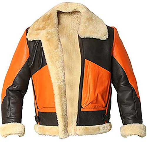 Herren-Bomberjacke aus echtem Schafsleder, Pilotenflieger B3 WWII Flying Cockpit, dicke Wolle innen/innen Gr. XXXL, Muilt Herren Winterjacke aus Schaffell von EU Fashions