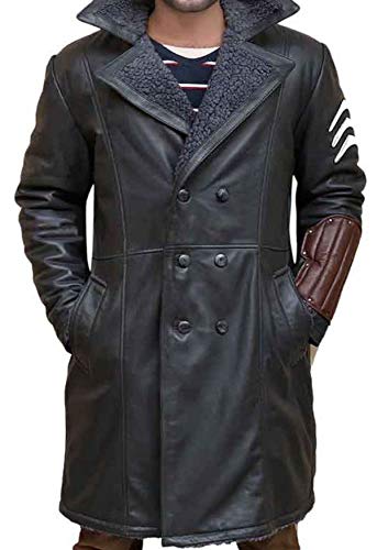 Jai Courtney Suicide Squad 2 Captain Boomerang 100% echtes weiches Leder Trenchcoat Warm für Winter Gr. XL, Schwarz – Ledermantel. von EU Fashions