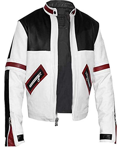 Terminator 2 Judgment Day Arnold Schwarzenegger Lederjacke Schwarz Gr. S, Weiß – Echtlederjacke von EU Fashions