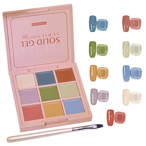 9 Farben Solid Gel Polish Palette Nail Art Kit mit Pinsel Dosen Gel Nagellack Set Harz Malerei Zeichnung DIY Nagelstudio Maniküre Kit Handmalerei Gel für Nagelkunst von EUBEISAQI