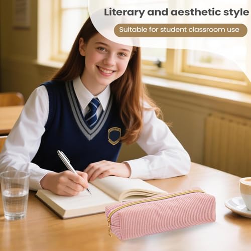 EUBEISAQI Schul Federmäppchen | Ästhetisches Federmäppchen | Großes Fassungsvermögen Cordstoff Einfarbige Tasche für Schreibwaren Marker Radiergummis Stifte Lineal Notizblock von EUBEISAQI