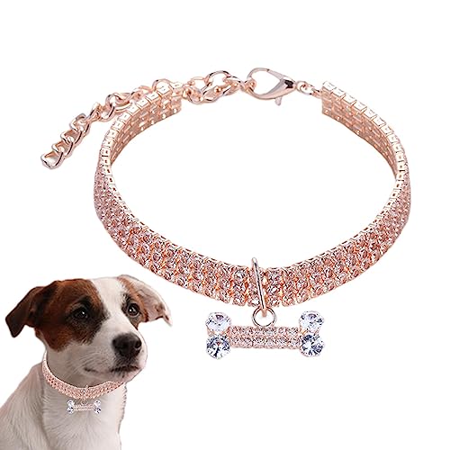 Glitzer Hundehalsband - Verstellbares Haustierhalsband mit glitzerndem Strass-Knochenschmuck | Kleine Haustier-Halskette, Schmuck für kleine Hunde, Mädchen, Hündinnen, kleine Hunde, Welpen Eubeisaqi von EUBEISAQI