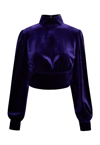 EUCALY Damen Bluse aus Stretchsamt 19529177-EU01, LILA, L von EUCALY