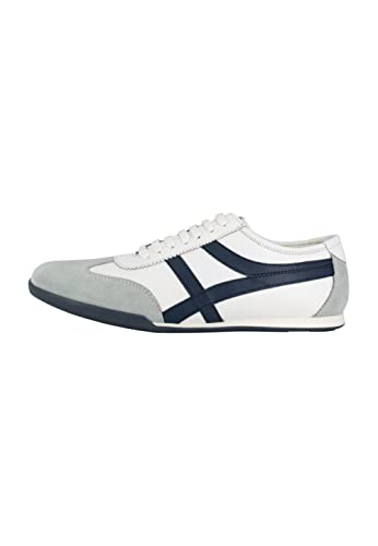 EUCALY Herren Sneakers aus Leder, Weiss Marine, 41 EU von EUCALY