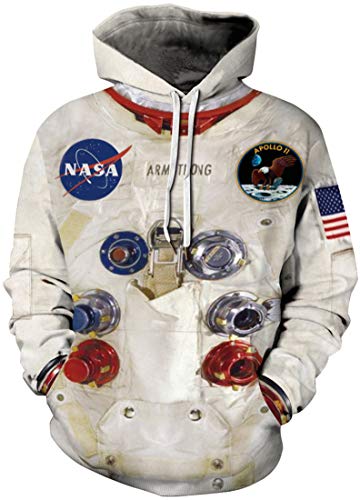 EUDOLAH Herren Hoodies 3D Druck NASA Astronaut Logo Kapuzenpullover mit Tasche (3XL A-NASA 066) von EUDOLAH