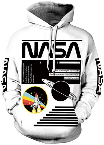 EUDOLAH Herren Hoodies 3D Druck NASA Astronaut Logo Kapuzenpullover mit Tasche (3XL A-NASA Tafel) von EUDOLAH