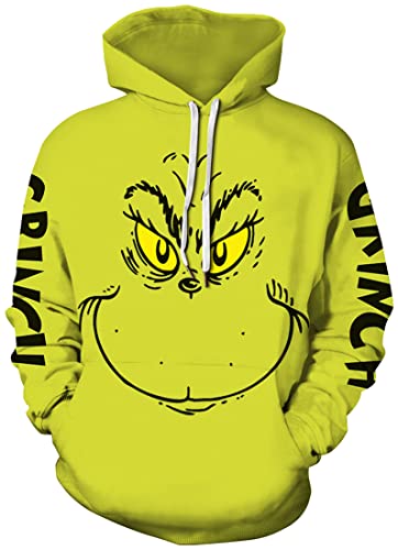 EUDOLAH Herren Hoodies 3D Druck Weihnachten Motiv mit Tasche 4XL 1-grün 5 von EUDOLAH