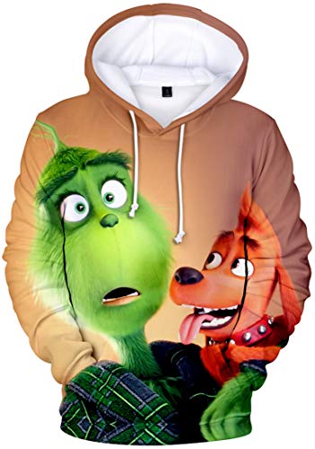 EUDOLAH Herren Kapuzenpullover 3D Druck Weihnachten Hooded X-Mas Langarm Hoodie Kordelzug Sweatshirt 00grün-11 3XL von EUDOLAH