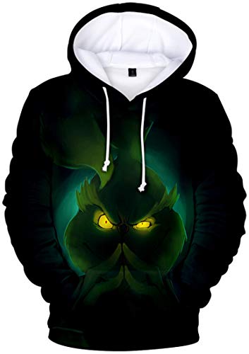 EUDOLAH Herren Kapuzenpullover 3D Druck Weihnachten Hooded X-Mas Langarm Hoodie Kordelzug Sweatshirt 00grün-12 3XL von EUDOLAH