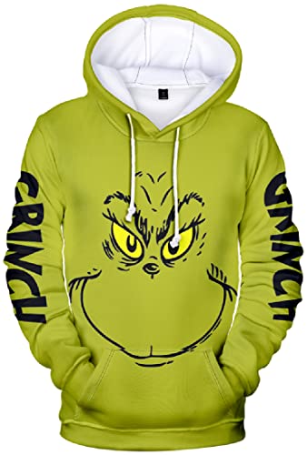 EUDOLAH Herren Kapuzenpullover 3D Druck Weihnachten Hooded X-Mas Langarm Hoodie Kordelzug Sweatshirt 00grün-9 3XL von EUDOLAH