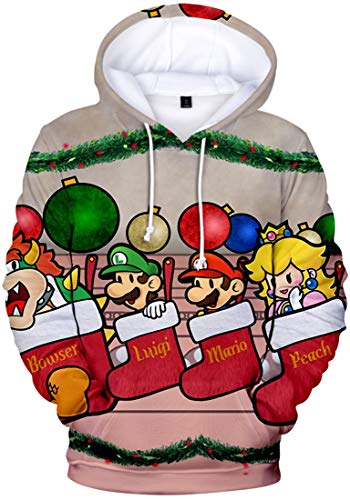 EUDOLAH Herren Kapuzenpullover 3D Druck Weihnachten Hooded X-Mas Langarm Hoodie Kordelzug Sweatshirt Karikatur L von EUDOLAH