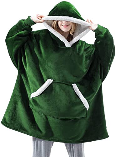 EUDOLAH Herren Kapuzenpullover Flanell Decken-Hoodies mit Tasche Übergroß Verdickter Pullover (Grün) von EUDOLAH