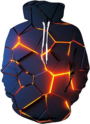 EUDOLAH Herren Slim Fit Kapuzenpullover 3D Druck Hoodie Weihnachten Winter Bunt mit Tasche (XXL-3XL, 2-Glänzender Riss) von EUDOLAH