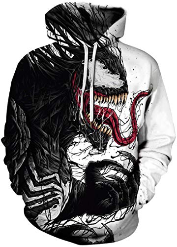 EUDOLAH Herren Slim Fit Kapuzenpullover 3D Druck Hoodie Weihnachten Winter Bunt mit Tasche (L-XL, 1-Venom 2) von EUDOLAH