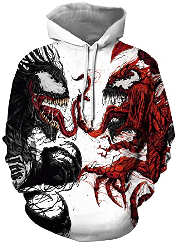 EUDOLAH Herren Slim Fit Kapuzenpullover 3D Druck Hoodie Weihnachten Winter Bunt mit Tasche (L-XL, 1-Venom 6) von EUDOLAH