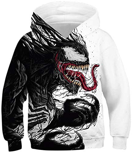 EUDOLAH Jungen Sweatshirts für 4-13 Alter Kinder Langarm 3D Druck Kids Herbst Winter Hooded mit Kapuzen 0-Venom L von EUDOLAH