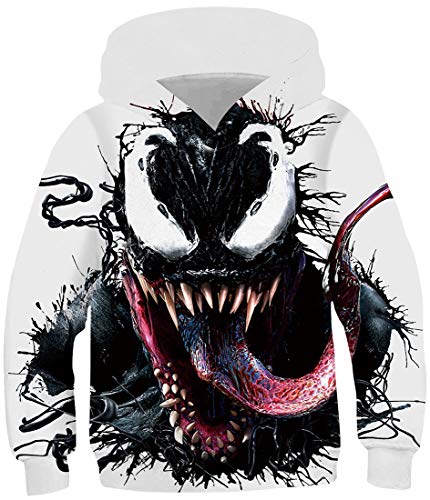 EUDOLAH Jungen Sweatshirts für 4-13 Alter Kinder Langarm 3D Druck Kids Herbst Winter Hooded mit Kapuzen 0-Venom 3D XL von EUDOLAH