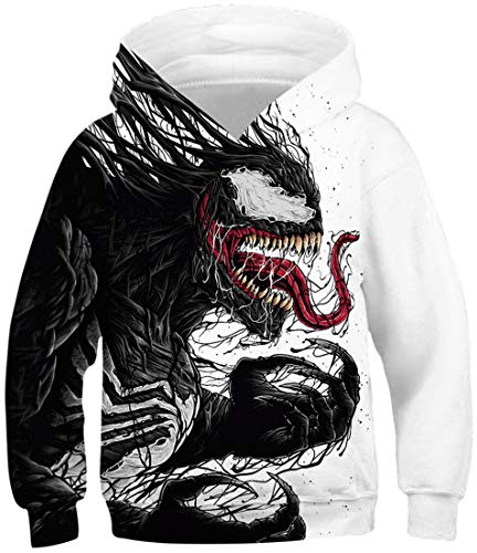 EUDOLAH Jungen Sweatshirts für 4-13 Alter Kinder Langarm 3D Druck Kids Herbst Winter Hooded mit Kapuzen 0-Venom M von EUDOLAH