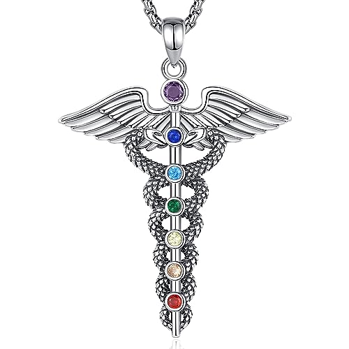 EUDORA Caduceus Kette Damen Herren Sterling Silber 925,Caduceus Halskette Medizinischer Symbolstab des Asklepios Schützend Amulett Anhänger Engelsflügel Schmuck Geschenk für Arzt Krankenschwester EUDORA Caduceus Kette Damen Herren Sterling Silber 925,Caduceus Halskette Medizinischer Symbolstab des Asklepios Schützend Amulett Anhänger Engelsflügel Schmuck Geschenk für Arzt Krankenschwester von EUDORA Harmony Ball