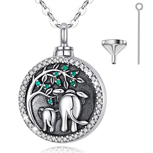 EUDORA Elefant Baum des Lebens Urnen Halskette Lebensbaum Asche Kette Einäscherung Schmuck 925 sterling Silber Urn Asche Andenken Halskette Anhänger Kettenlänge 45,7cm von EUDORA Harmony Ball