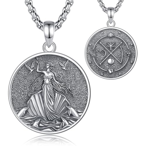 EUDORA Harmony Ball Aphrodite Griechische Göttin Kette für Damen Sterling Silber S925, Aphrodite Göttin der Liebe Schönheit Begierde Anhänger Halskette Schmuck Geschenk für Frauen, 20"+2" von EUDORA Harmony Ball