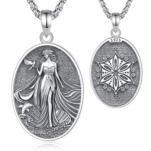 EUDORA Harmony Ball Aphrodite Griechische Göttin Kette für Damen Sterling Silber S925, Aphrodite Göttin der Liebe Schönheit Begierde Halskette Anhänger Schmuck Geschenk für Frauen, 20"+2" von EUDORA Harmony Ball