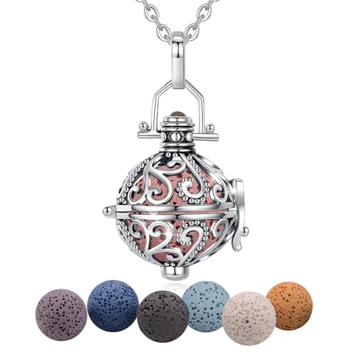 EUDORA Harmony Ball Aromatherapie Halskette für Frauen Aroma Oel Diffuser Charme Kette, Damen Yoga Meditations Kette Aromatherapie Geschenke für Frauen Mit Natürlicher Lavastein 7 PCS, 24" (Iris) von EUDORA Harmony Ball