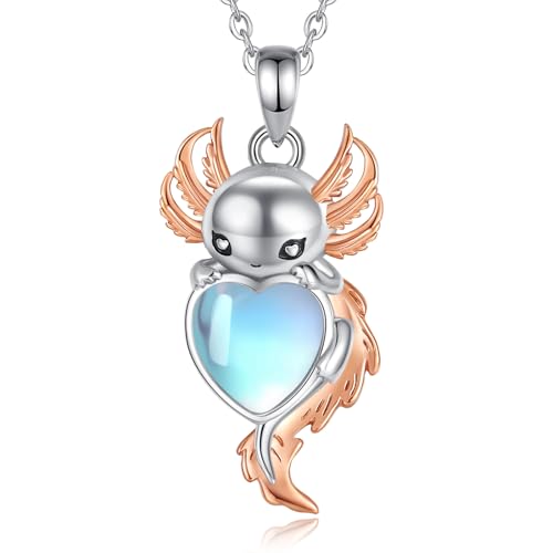 EUDORA Harmony Ball Axolotl Mondstein Kette für Damen Sterling Silber S925, Niedlich Axolotl Halskette Anhänger Mondstein Schmuck Geschenk für Frauen Damen Mutter Tochter, 45cm EUDORA Harmony Ball Axolotl Mondstein Kette für Damen Sterling Silber S925, Niedlich Axolotl Halskette Anhänger Mondstein Schmuck Geschenk für Frauen Damen Mutter Tochter, 45cm von EUDORA Harmony Ball