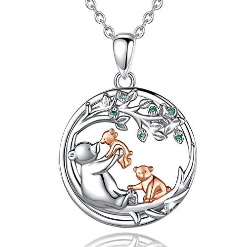 EUDORA Harmony Ball Bär Mutter Tochter Kette Damen 925 Sterling Silber Oma Mama Kinder Halskette Anhänger Schmuck Muttertag Geschenk für Frauen Mädche Mutter Tochter Ehefrau, 45cm von EUDORA Harmony Ball
