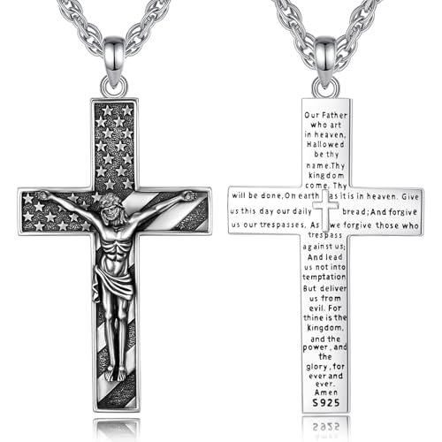 EUDORA Harmony Ball Bibel Vers Kreuz Halskette für Frauen Männer 925 Sterling Silber Kreuz Halskette Jesus Kreuz Anhänger Religiöser Schmuck Geschenke, 22"+2" von EUDORA Harmony Ball