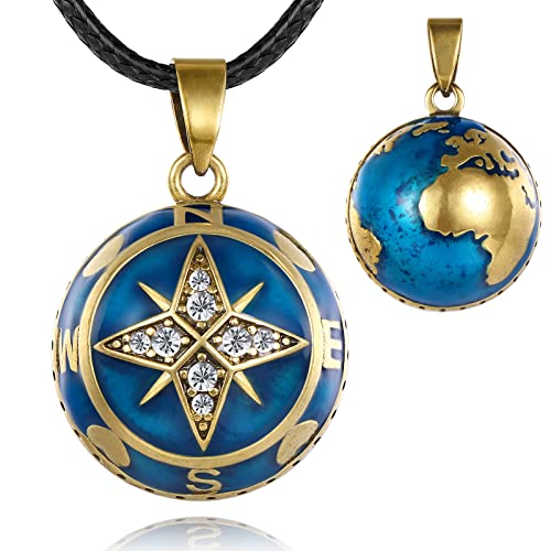 EUDORA Harmony Ball Blaue Erde Bola Klangkugel Kette Schwangerschaft Schutzengel Anhänger für Damen, Mexiko Bola Musik Halskette Engelsrufer Kette mit Anhänger Schmuck Geschenke für Frauen Mutter von EUDORA Harmony Ball