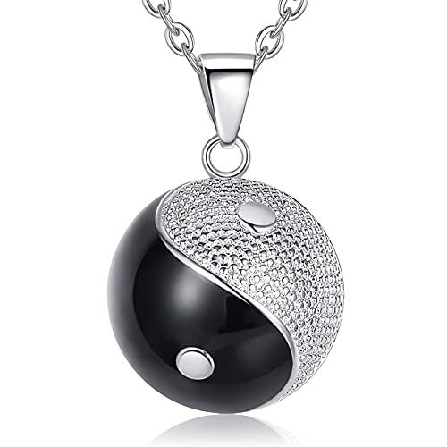 EUDORA Harmony Ball Bola Klangkugel Kette Schwangerschaft Yinyang Halskette Vintage Anhänger Schmuck, Yinyang Klangkugel Anhänger Damen Halskette Engelsruf Schmuck, Kette 114,3 cm + 76,2 cm von EUDORA Harmony Ball