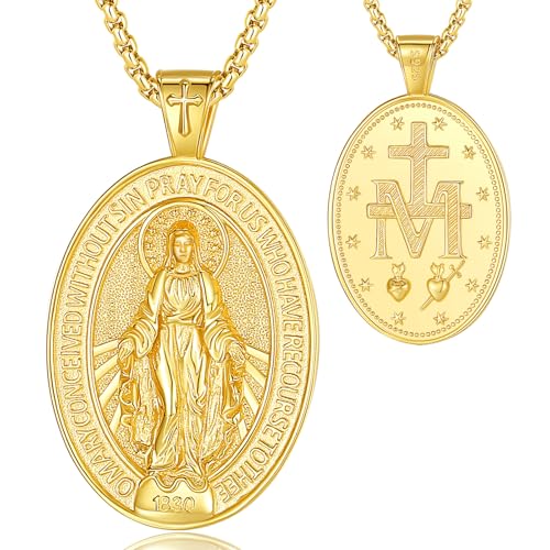 EUDORA Harmony Ball Kette Heilige Maria Wundertätige Wunderbare Medaille für Damen Herren 18K Vergoldetes Sterling Silber,Jungfrau Maria Halskette Anhänger Schmuck, Geschenk für Herren Frauen, 22" EUDORA Harmony Ball Kette Heilige Maria Wundertätige Wunderbare Medaille für Damen Herren 18K Vergoldetes Sterling Silber,Jungfrau Maria Halskette Anhänger Schmuck, Geschenk für Herren Frauen, 22" von EUDORA Harmony Ball