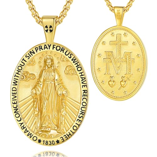 EUDORA Harmony Ball Kette Heilige Maria Wundertätige Wunderbare Medaille für Damen Herren 18K Vergoldetes Sterling Silber,Jungfrau Maria Halskette Anhänger Schmuck, Geschenk für Frauen Herren, 22" EUDORA Harmony Ball Kette Heilige Maria Wundertätige Wunderbare Medaille für Damen Herren 18K Vergoldetes Sterling Silber,Jungfrau Maria Halskette Anhänger Schmuck, Geschenk für Frauen Herren, 22" von EUDORA Harmony Ball