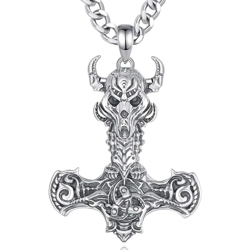 EUDORA Harmony Ball Thor Hammer Kette für Damen Herren Sterling Silber 925, Vintage Mjölnir Kette Halskette Wikinger Amulett Nordischer Schmuck Geschenk für Frauen Herren, 22"+2" EUDORA Harmony Ball Thor Hammer Kette für Damen Herren Sterling Silber 925, Vintage Mjölnir Kette Halskette Wikinger Amulett Nordischer Schmuck Geschenk für Frauen Herren, 22"+2" von EUDORA Harmony Ball