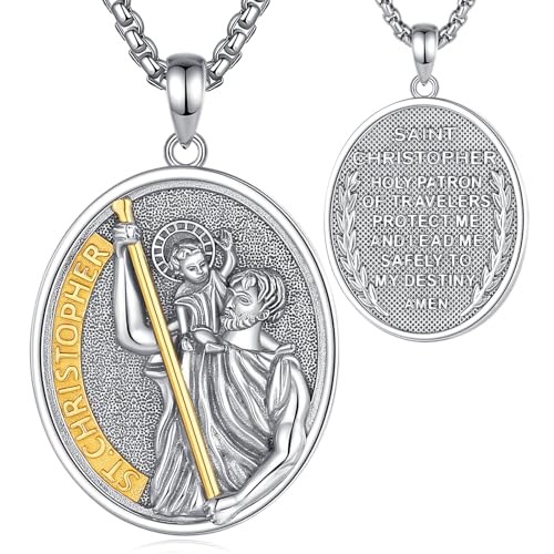 EUDORA Harmony Ball Heiliger Christophorus Kette Medaille für Damen Herren Sterling Silber 925, Christophorus Anhänger Amulett Halskette Christlicher Schmuck, Geschenke für Frauen Ihn, 22Zoll +2Zoll EUDORA Harmony Ball Heiliger Christophorus Kette Medaille für Damen Herren Sterling Silber 925, Christophorus Anhänger Amulett Halskette Christlicher Schmuck, Geschenke für Frauen Ihn, 22Zoll +2Zoll von EUDORA Harmony Ball