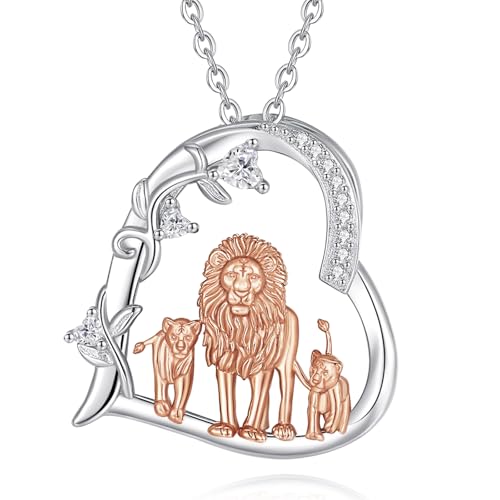 EUDORA Harmony Ball Herz Mutter Tochter Kette für Damen 925 Sterling Silber, Löwe Mama und Zwei Kinder Halskette Anhänger Schmuck Muttertag Geschenk für Frauen Mutter Tochter Stiefmutter Ehefrau,45cm von EUDORA Harmony Ball