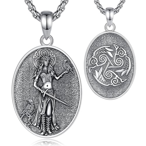 EUDORA Harmony Ball Keltische Göttin Morrigan Kette für Damen S925 Sterling Silber, Dark Moon Göttin Fate Weaver Trinity Knot Krähe Halsketten Anhänger Keltisch Schmuck Geschenk für Frauen, 20"+2" von EUDORA Harmony Ball