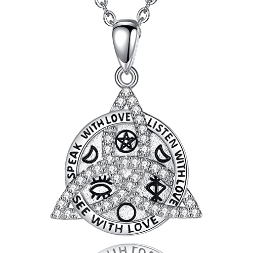 EUDORA Harmony Ball Keltische Knoten Kette Damen 925 Sterling Silber, Trinity Knoten Glücklich Amulett Anhänger Halsketten, Keltisch Schmuck Personalisierte Geschenk für Frauen Mädchen, Kette 45cm von EUDORA Harmony Ball