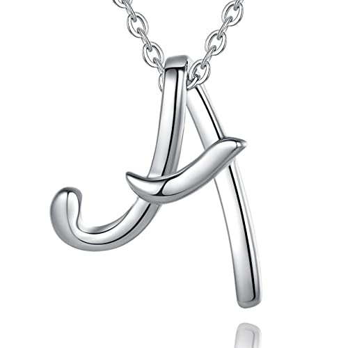 EUDORA Harmony Ball Kette mit Buchstaben A für Damen Sterling Silber 925, Halskette mit Anfang Buchstaben A Kette mit Namen Alphabet Initialen Anhänger Schmuck Geschenk für Frauen Mama Freundin, 45CM von EUDORA Harmony Ball